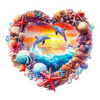 Whimsical Wooden Jigsaw Puzzle-Coral and Dolphin