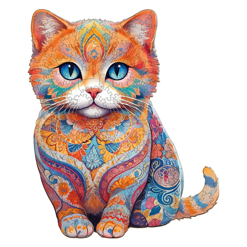 Whimsical Wooden Jigsaw Puzzle-Cute Scottish Cat