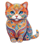 Whimsical Wooden Jigsaw Puzzle-Cute Scottish Cat