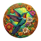 Whimsical Wooden Jigsaw Puzzle- Vintage Hummingbird