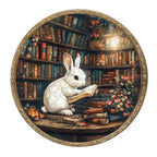 Puzzle en bois fantaisiste - Lapin de la bibliothèque magique