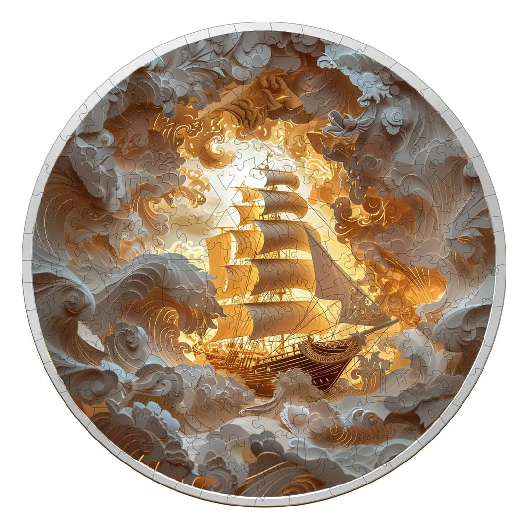 Whimsical Wooden Jigsaw Puzzle- 3D Sailing-2