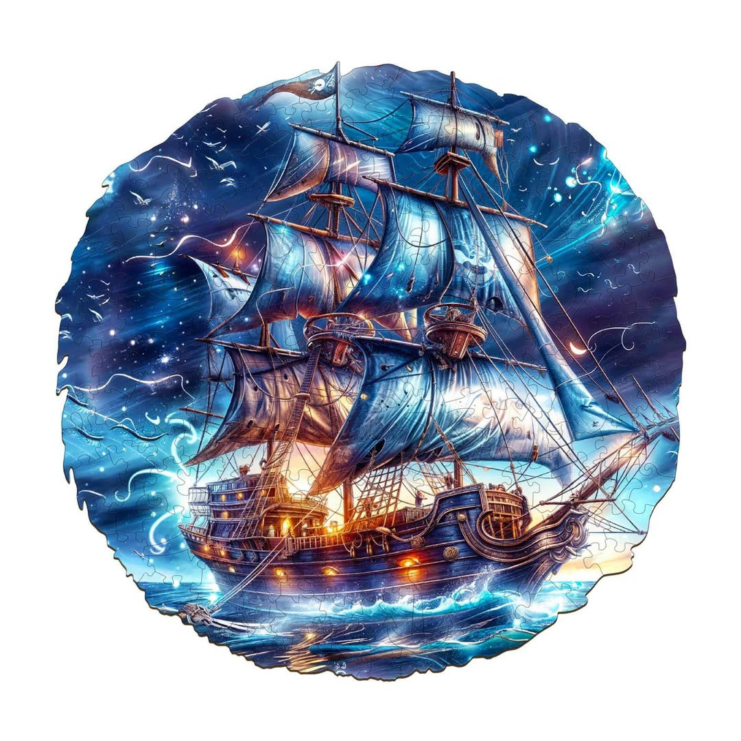 Whimsical Wooden Jigsaw Puzzle- Blue Voyage