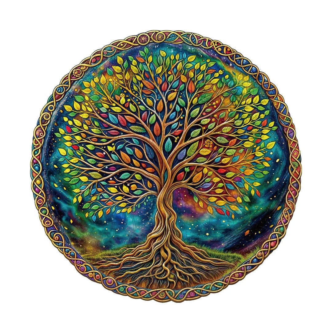 Puzzle en bois fantaisiste - Arbre de vie mystérieux