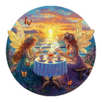 Whimsical Wooden Jigsaw Puzzle-fairy tea party