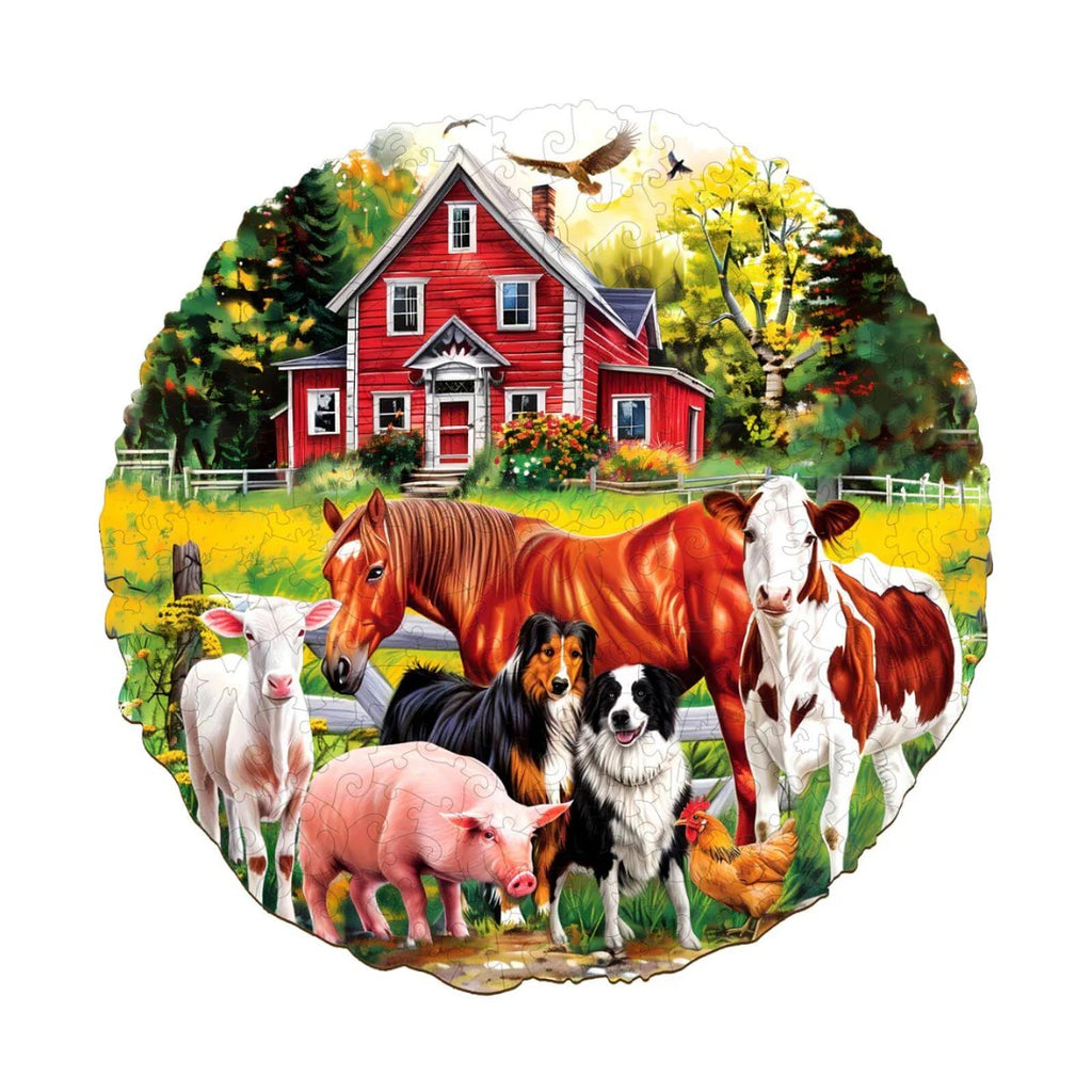 Whimsical Wooden Jigsaw Puzzle-Farm Animals