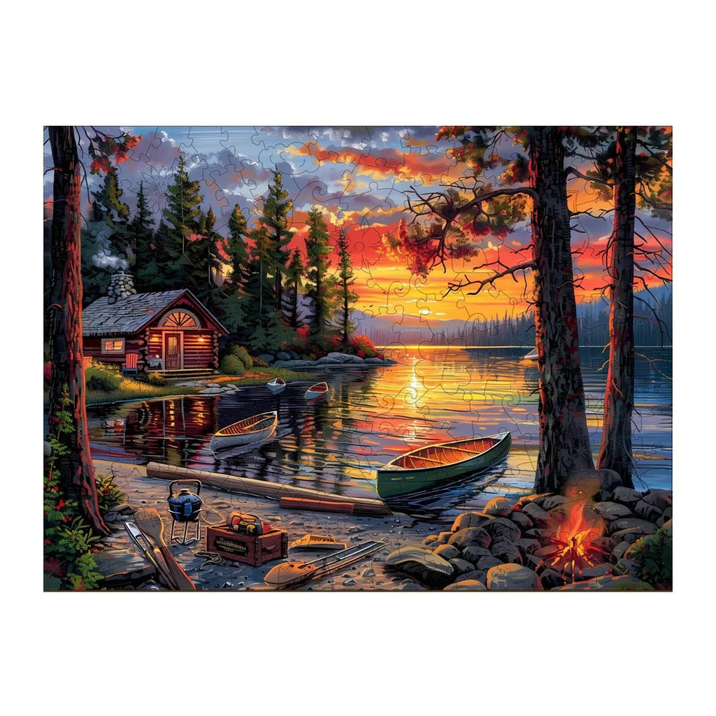 Whimsical Wooden Jigsaw Puzzle-canoe lake-1