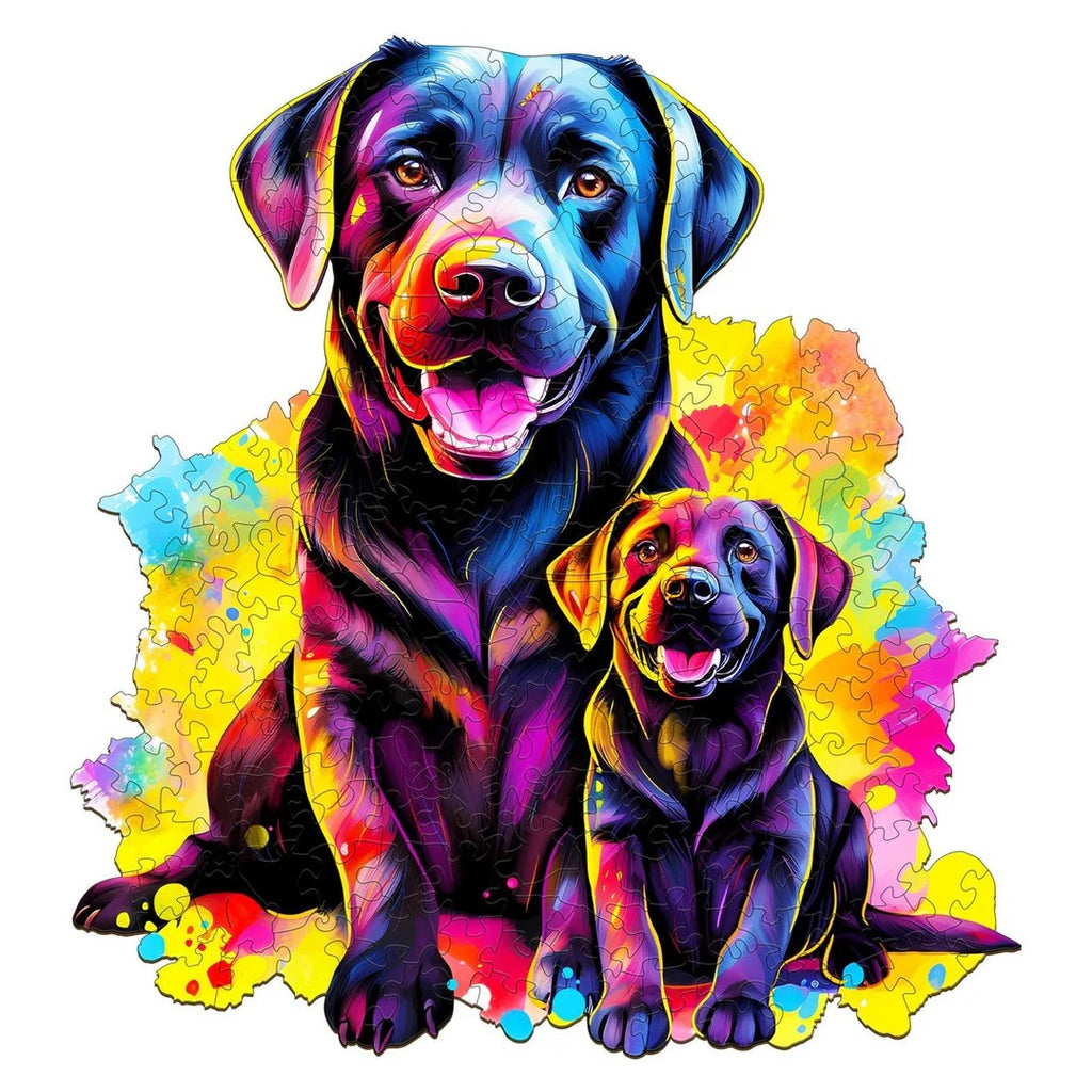 Whimsical Wooden Jigsaw Puzzle- Labrador family