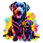 Whimsical Wooden Jigsaw Puzzle- Labrador family