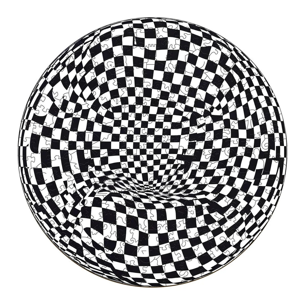 Whimsical Wooden Jigsaw Puzzle- Checkerboard pop art