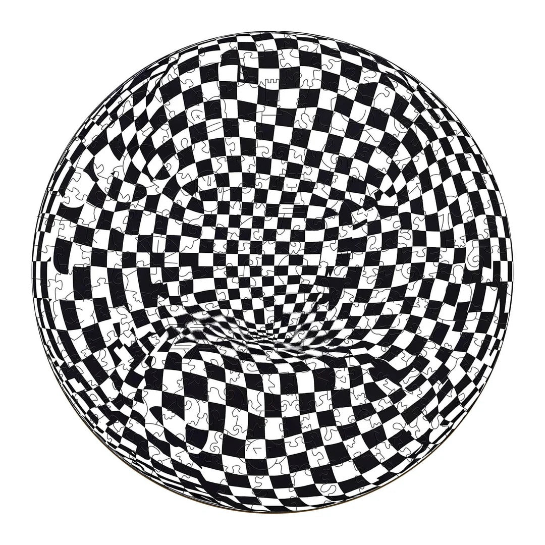 Whimsical Wooden Jigsaw Puzzle- Checkerboard pop art
