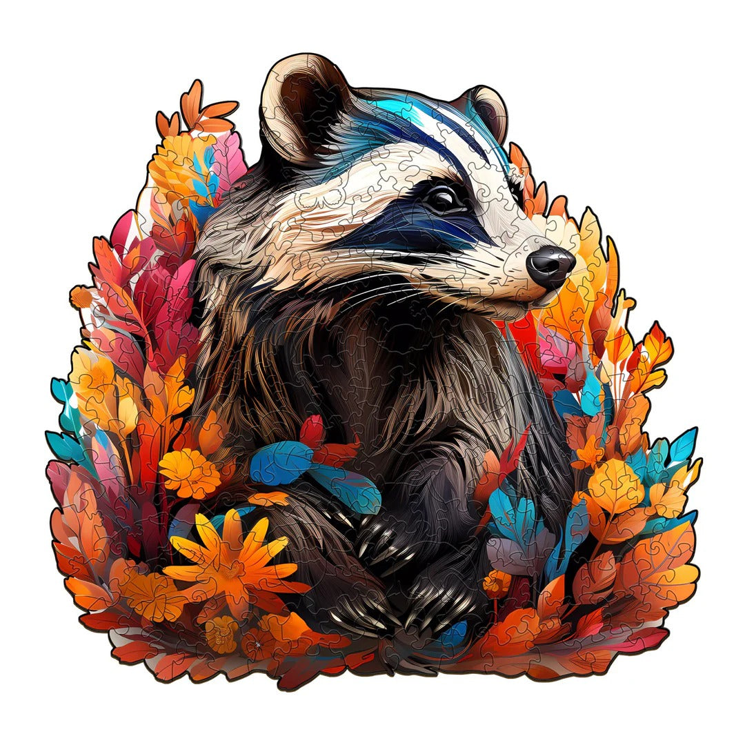 Whimsical Wooden Jigsaw Puzzle-Badger