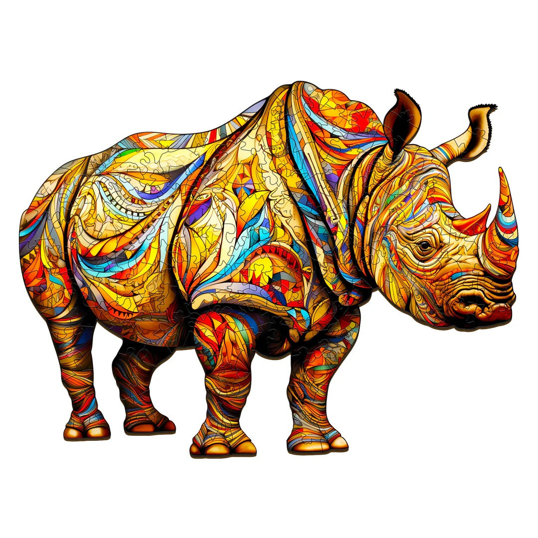 Puzzle en bois fantaisiste - Rhinocéros féroce
