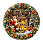 Whimsical Wooden Jigsaw Puzzle-Fireside Santa