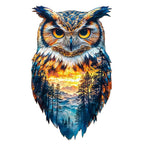 Whimsical Wooden Jigsaw Puzzle- forest owl