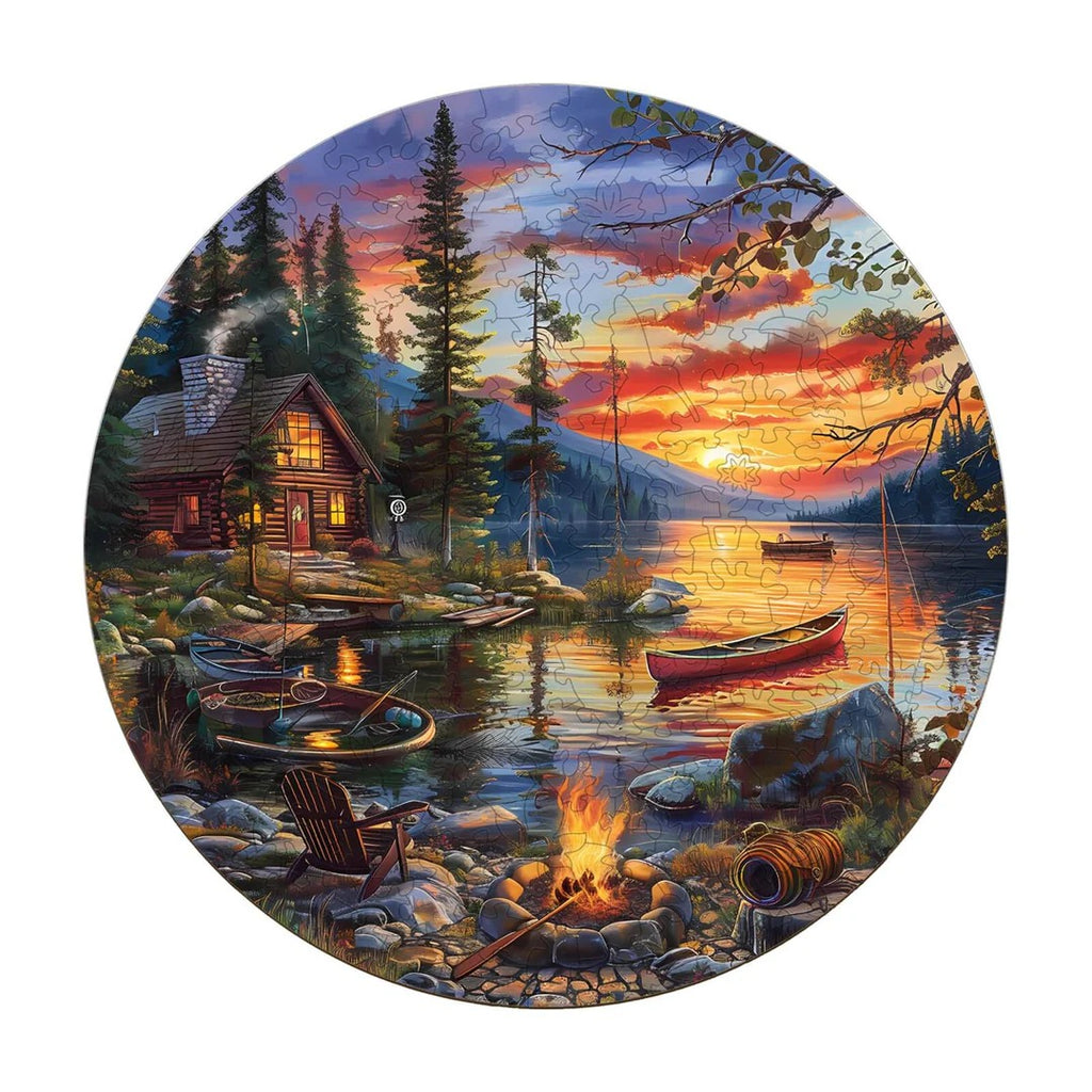 Whimsical Wooden Jigsaw Puzzle-canoe lake-2