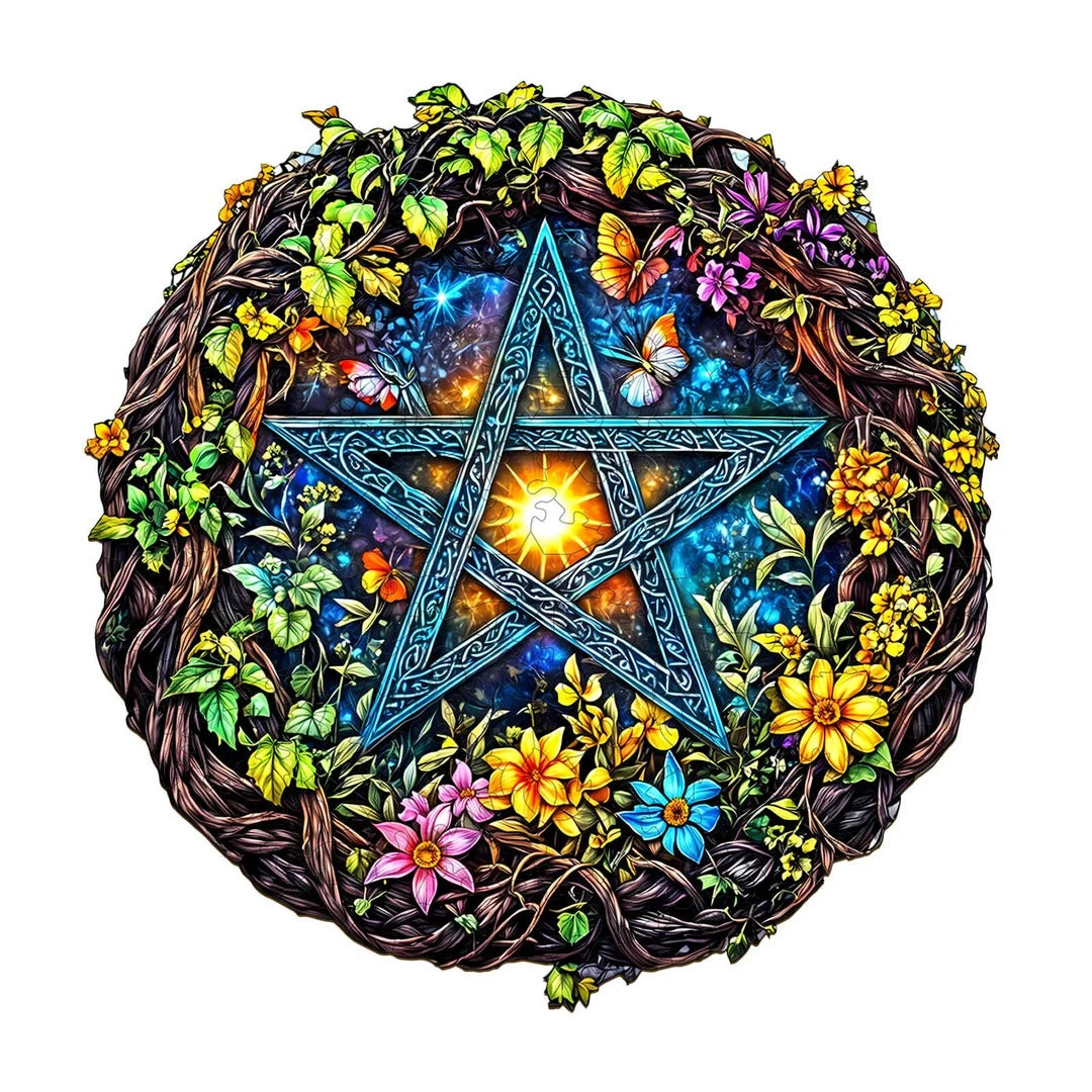 Whimsical Wooden Jigsaw Puzzle- Natural Starburst