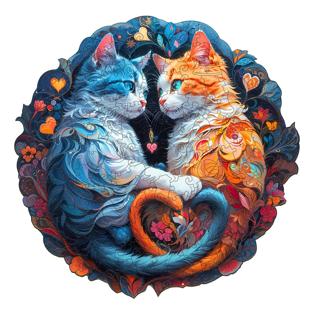Whimsical Wooden Jigsaw Puzzle-lovely Cats