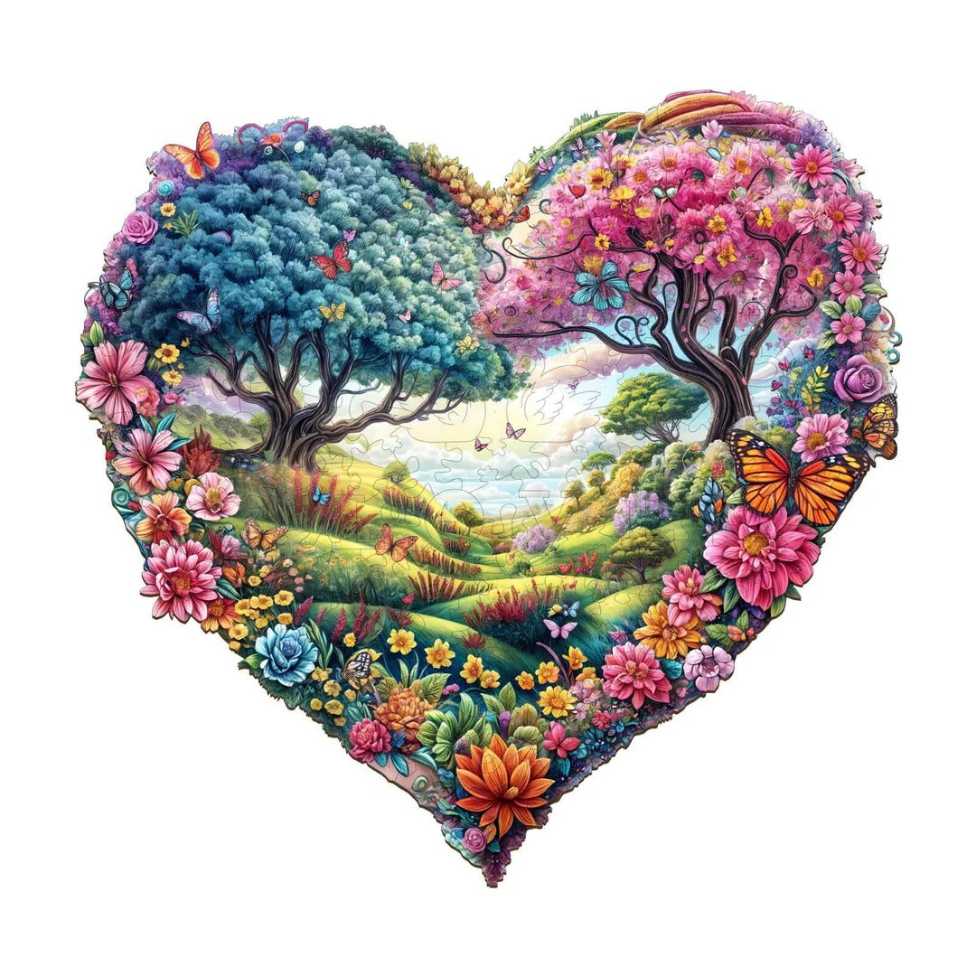 Whimsical Wooden Jigsaw Puzzle- love garden