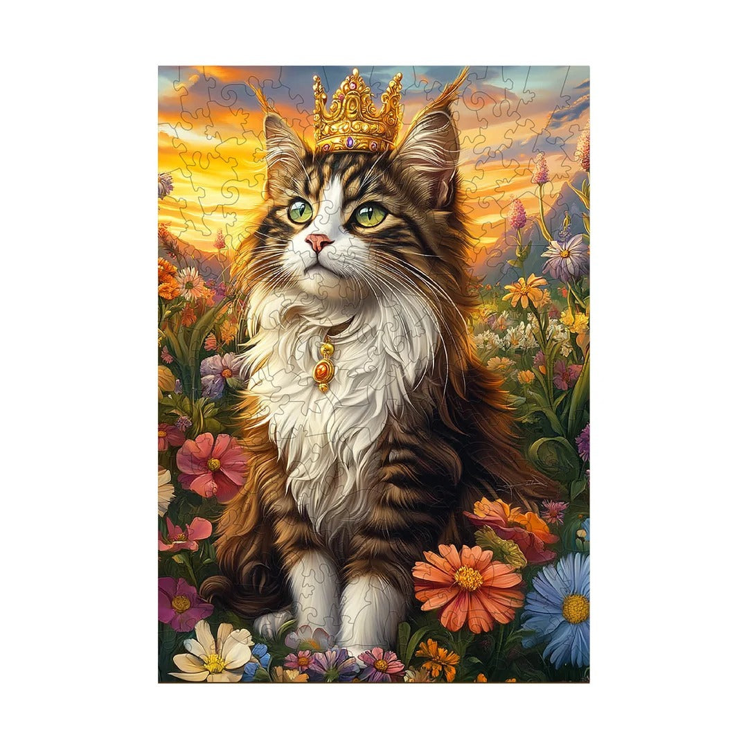 Whimsical Wooden Jigsaw Puzzle- Elegant cat Main image