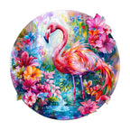 Whimsical Wooden Jigsaw Puzzle-Charming flamingo