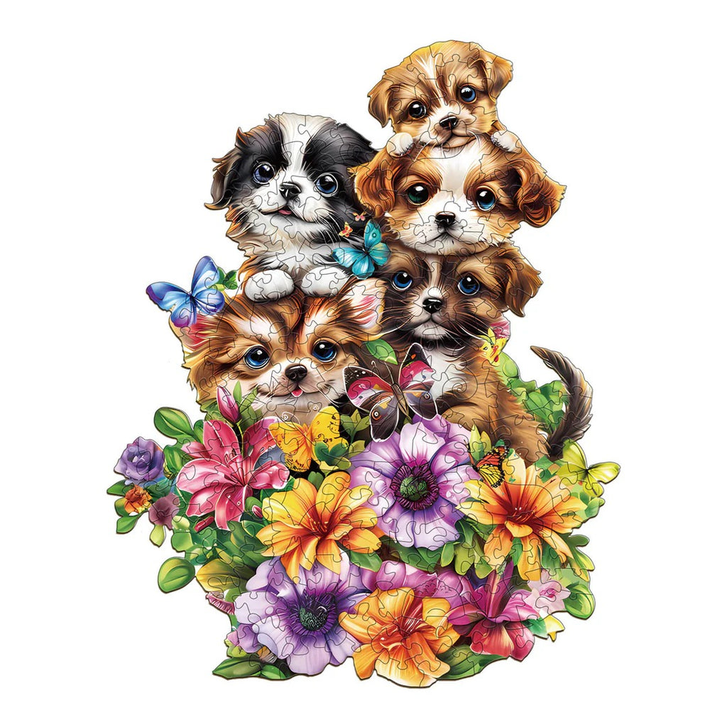 Whimsical Wooden Jigsaw Puzzle-Cute Dogs