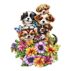 Whimsical Wooden Jigsaw Puzzle-Cute Dogs