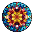 Whimsical Wooden Jigsaw Puzzle-Stained Glass Mandala