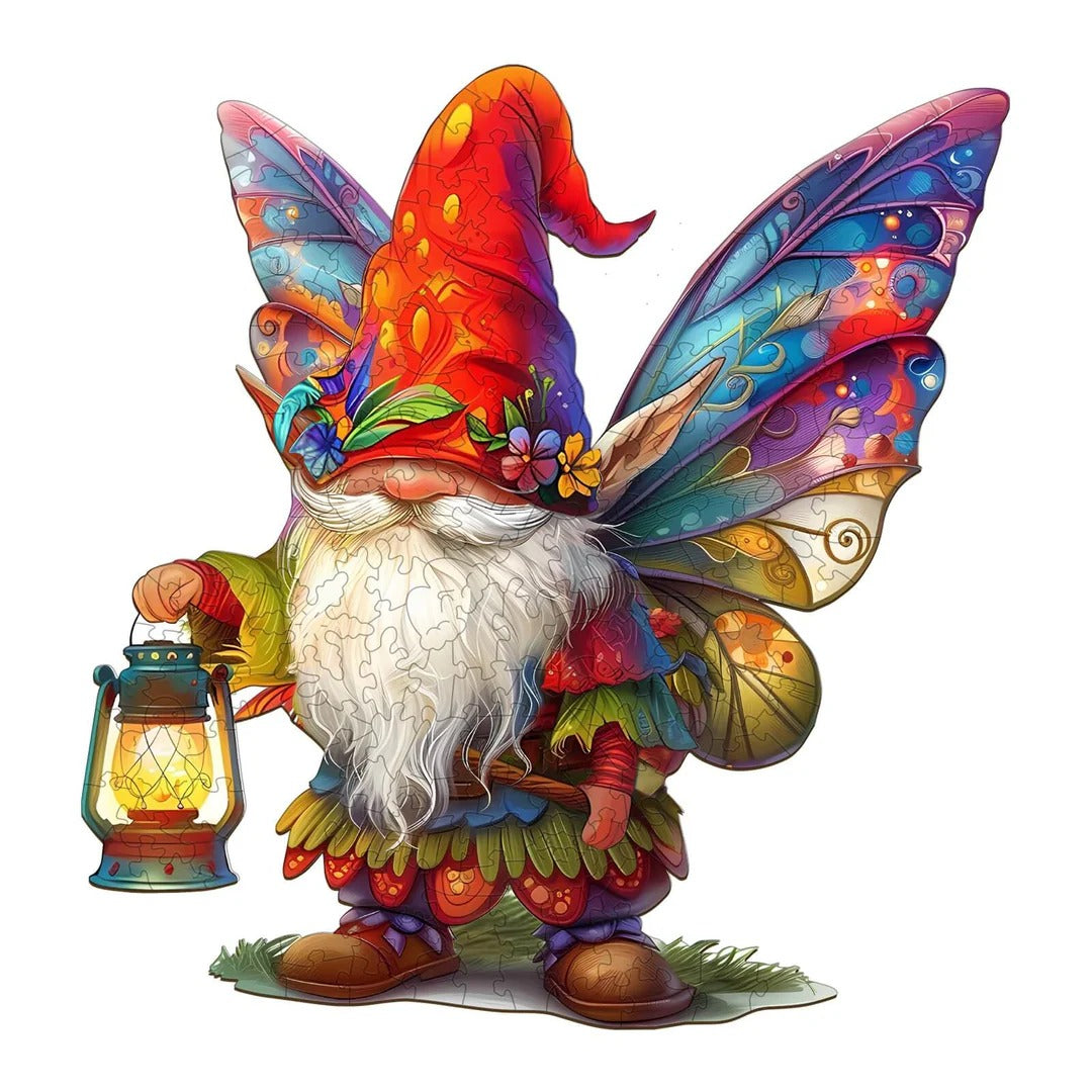 Whimsical Wooden Jigsaw Puzzle- christmas gnome Main image