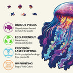 Whimsical Wooden Jigsaw Puzzle- watercolor jellyfish