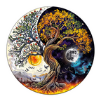Whimsical Wooden Jigsaw Puzzle- sun and moon tree of life