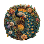 Ausgefallenes Holz-Puzzle – Yin-Yang-Pfau
