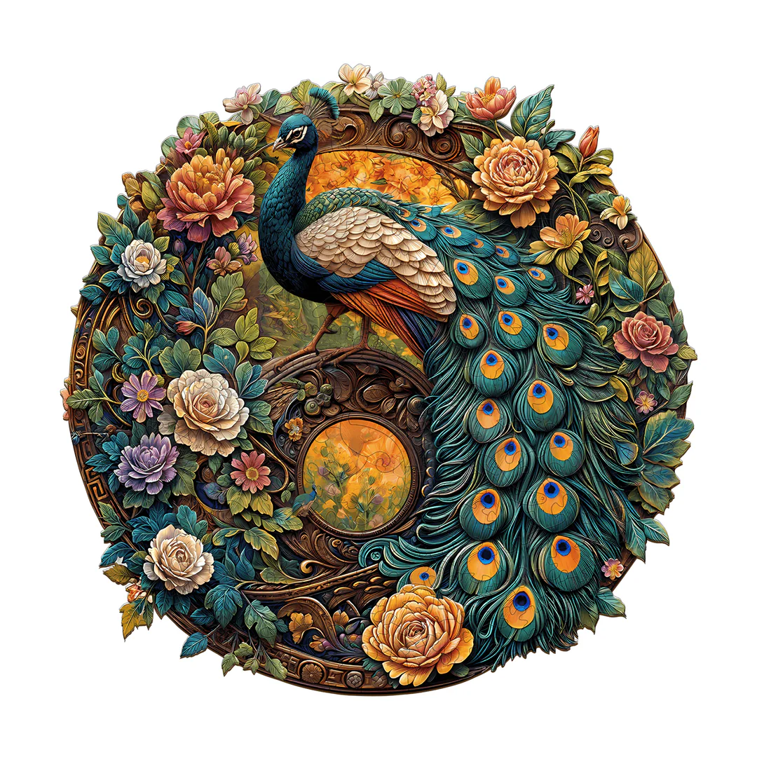 Ausgefallenes Holz-Puzzle – Yin-Yang-Pfau