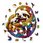 Whimsical Wooden Jigsaw Puzzle- Parent-child Sloth