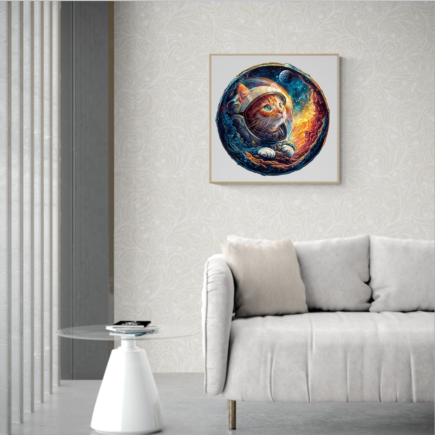 Whimsical Wooden Jigsaw Puzzle - 3D Space Cat - pickApuzzle