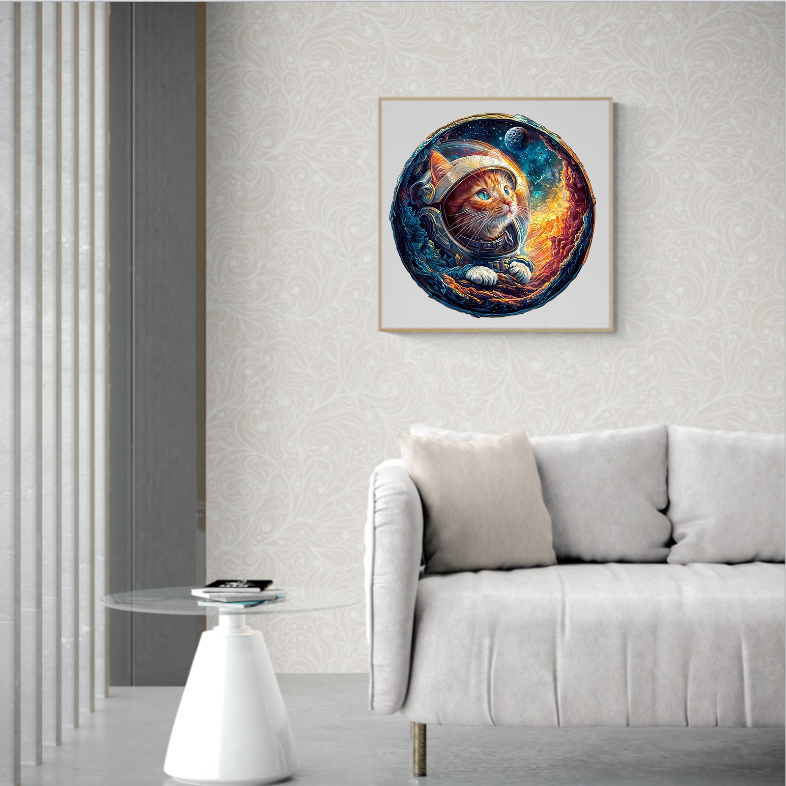 Whimsical Wooden Jigsaw Puzzle - 3D Space Cat - pickApuzzle