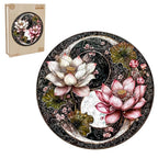Whimsical Wooden Jigsaw Puzzle-Yin Yang Lotus