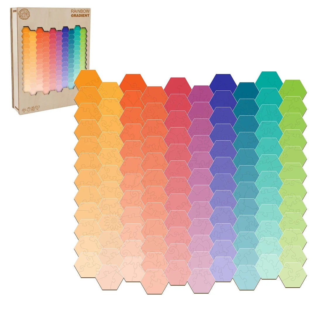 Casse-tête en bois fantaisiste - Dégradé arc-en-ciel