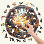 Whimsical Wooden Jigsaw Puzzle- Elephant at sunset-1