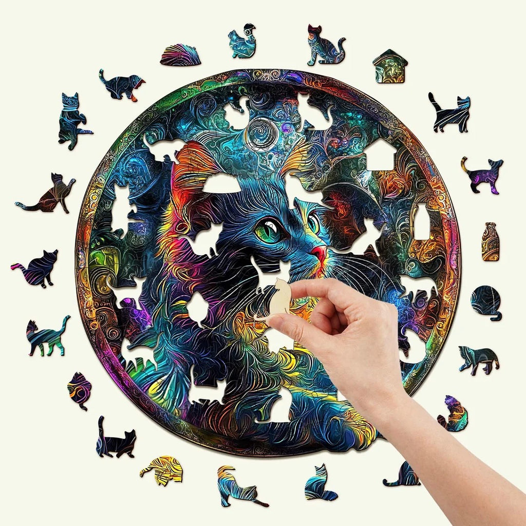 Whimsical Wooden Jigsaw Puzzle- Acid cat