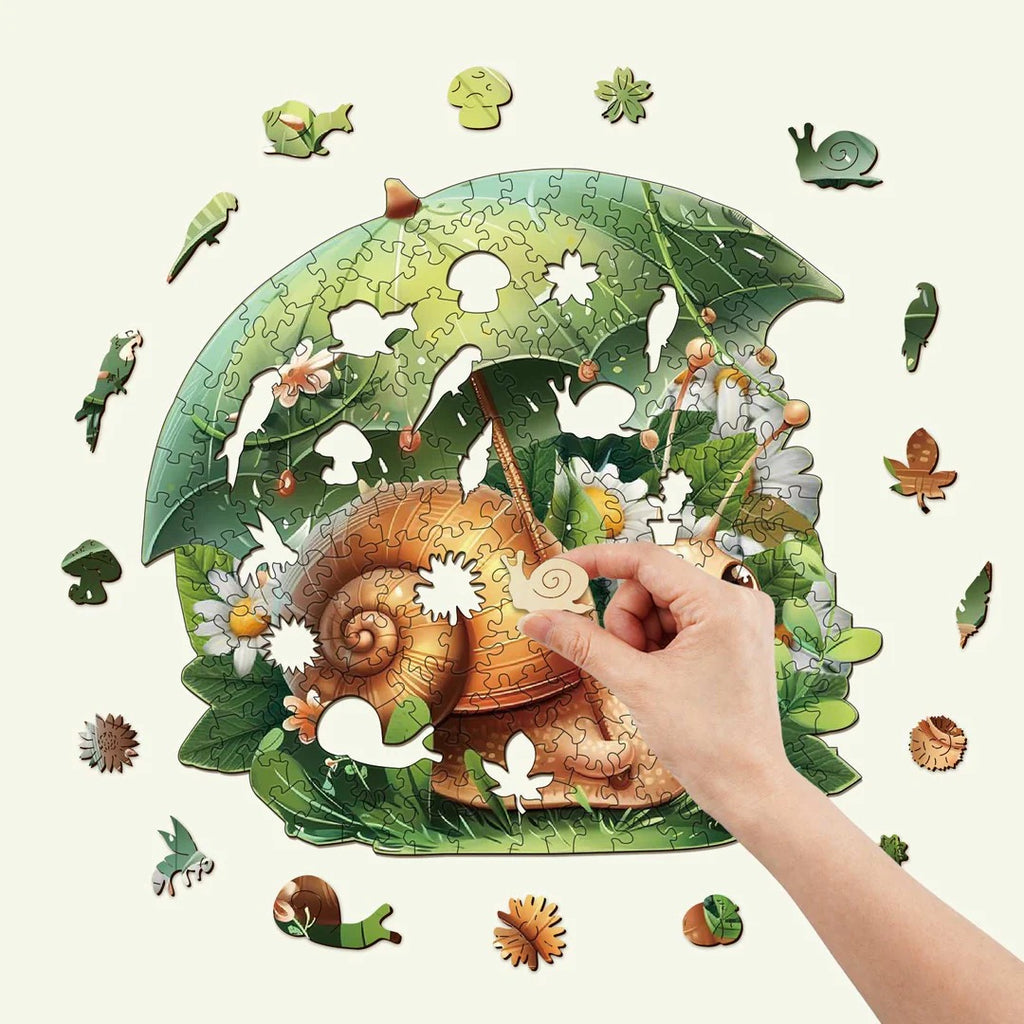 Whimsical Wooden Jigsaw Puzzle- Leisurely snail