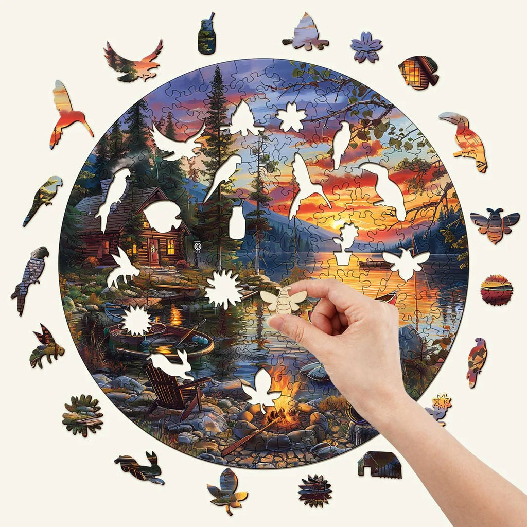 Whimsical Wooden Jigsaw Puzzle-canoe lake-2
