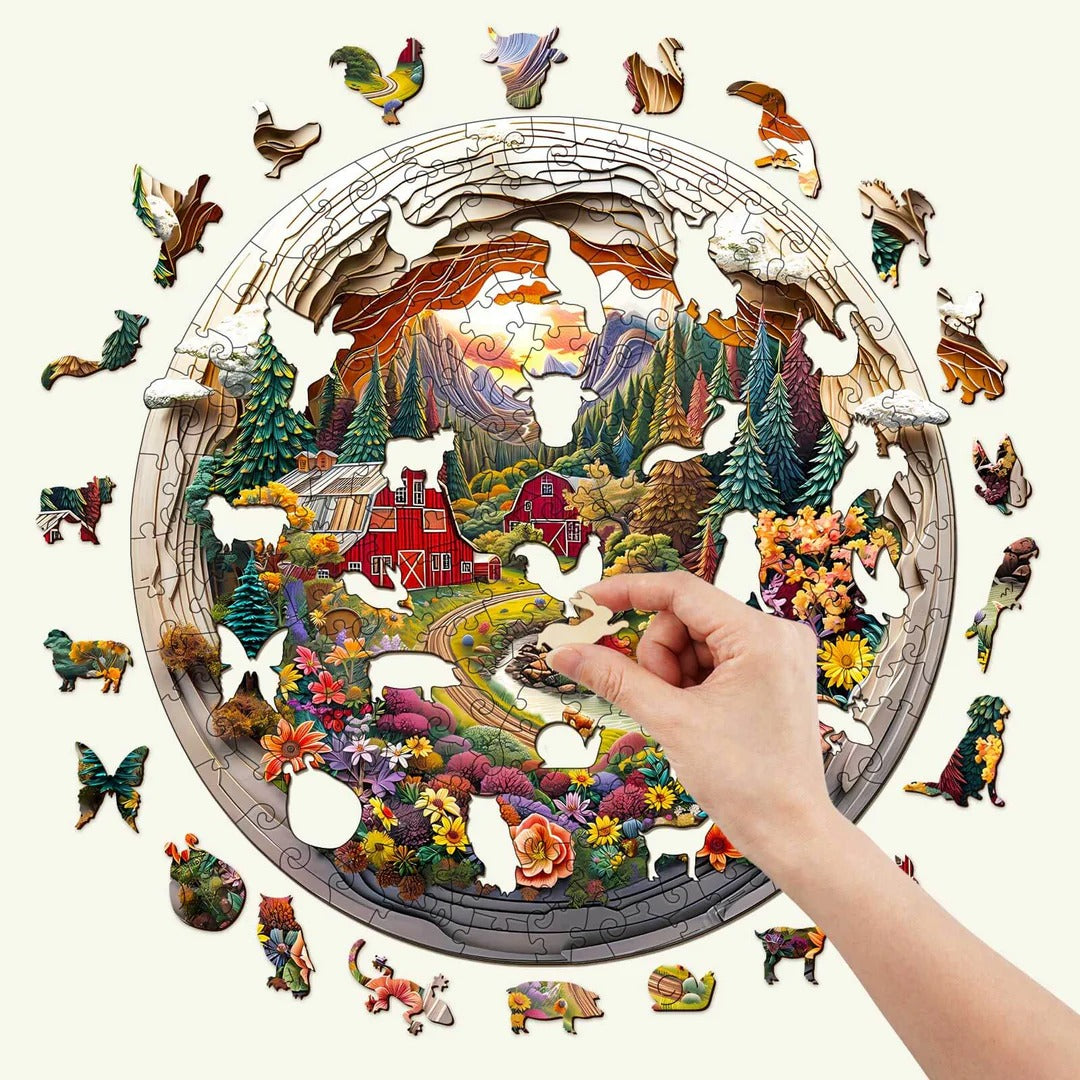 Whimsical Wooden Jigsaw Puzzle- 3D farm Secondary image
