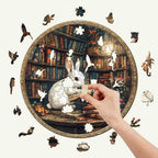 Puzzle en bois fantaisiste - Lapin de la bibliothèque magique