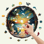 Whimsical Wooden Jigsaw Puzzle- Sunset Beach