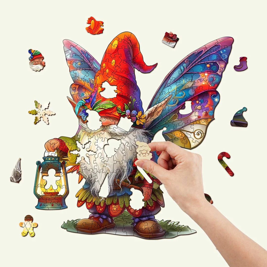 Whimsical Wooden Jigsaw Puzzle- christmas gnome Secondary image