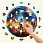 Whimsical Wooden Jigsaw Puzzle- Crystal Ball Astronaut
