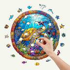 Whimsical Wooden Jigsaw Puzzle- retro turtle