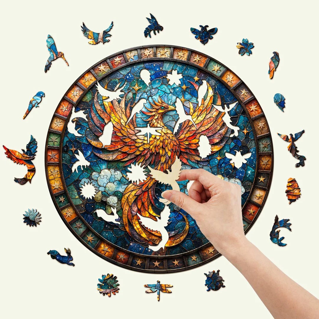 Whimsical Wooden Jigsaw Puzzle-Starry sky Phoenix Secondary image