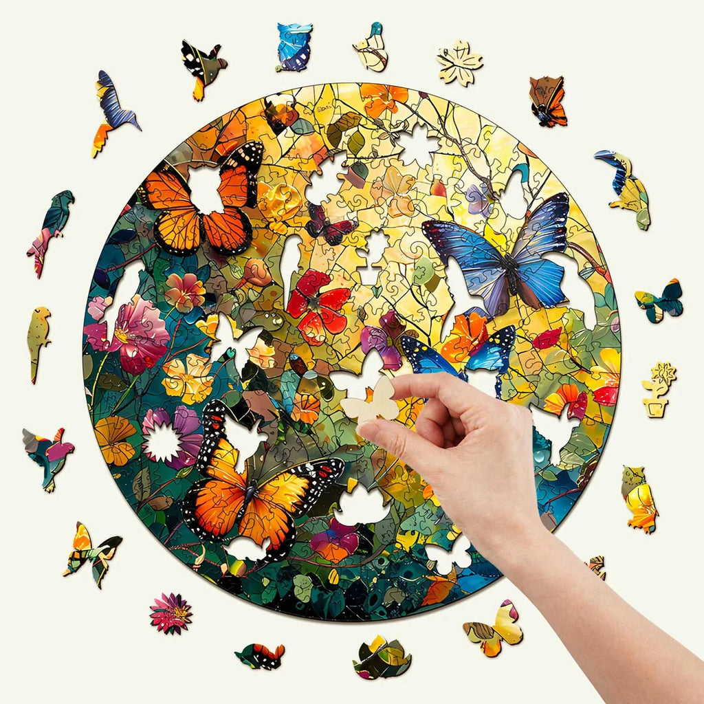 Casse-tête en bois fantaisiste - Papillons et fleurs
